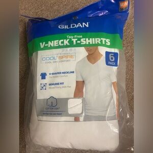 Gildan White V-Neck T-Shirts 6 Pack